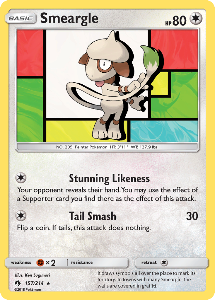 Smeargle – Lost Thunder 157/214 Pokémon card