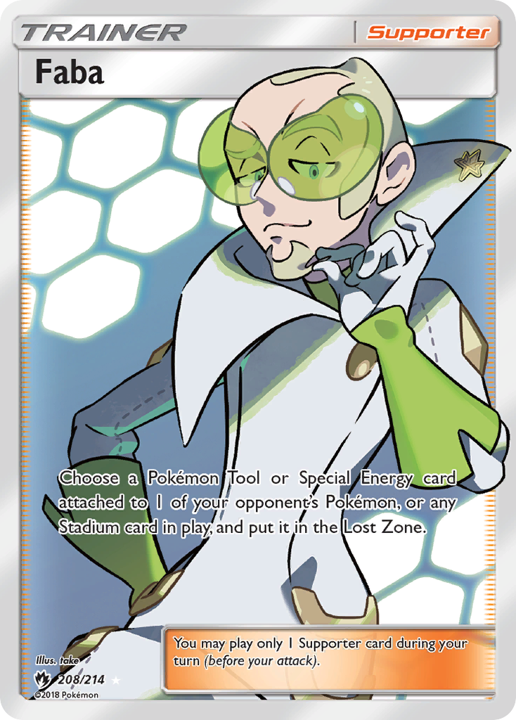 Faba – Lost Thunder 208/214 Pokémon card