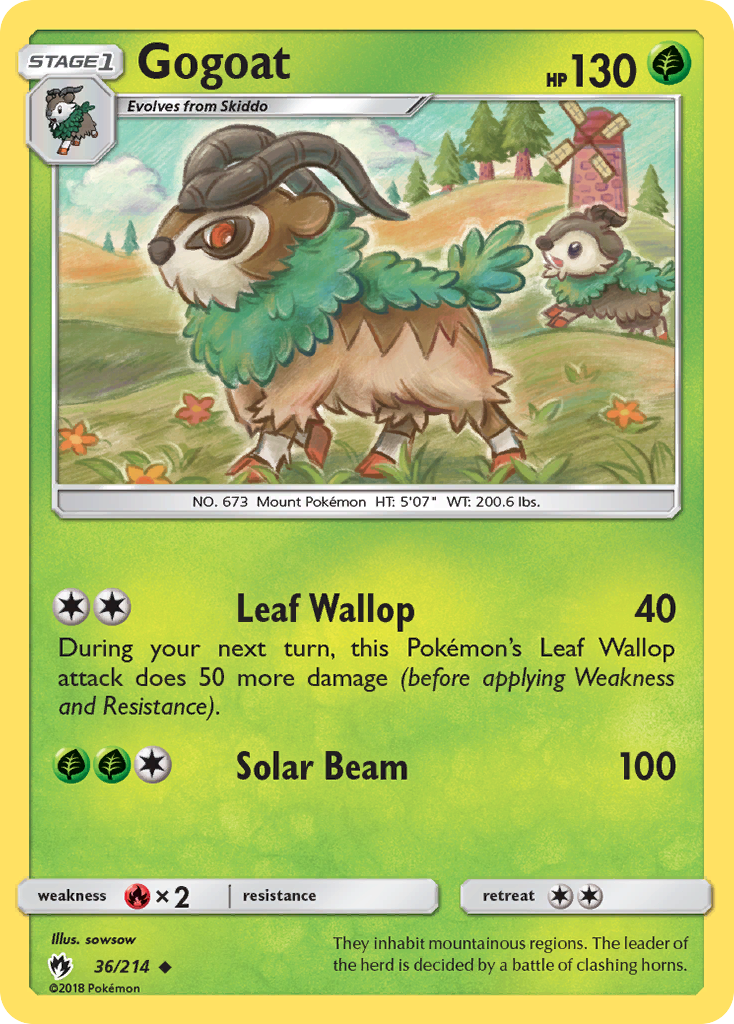Gogoat – Lost Thunder 36/214 Pokémon card
