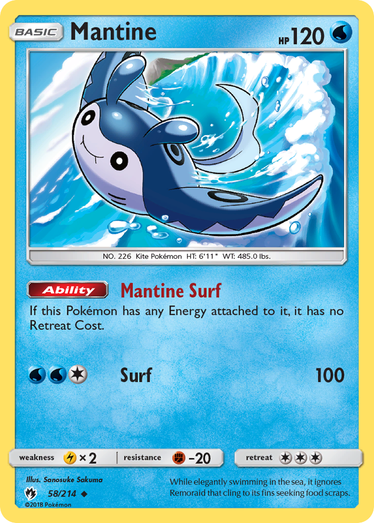 Mantine – Lost Thunder 58/214 Pokémon card