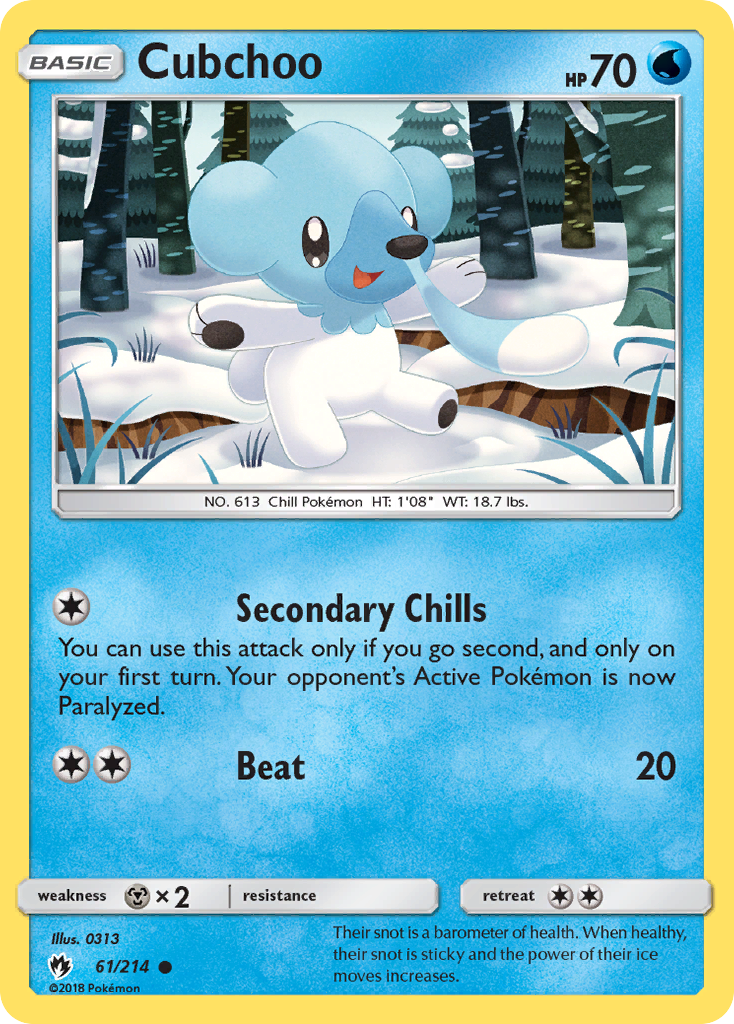 Cubchoo – Lost Thunder 61/214 Pokémon card