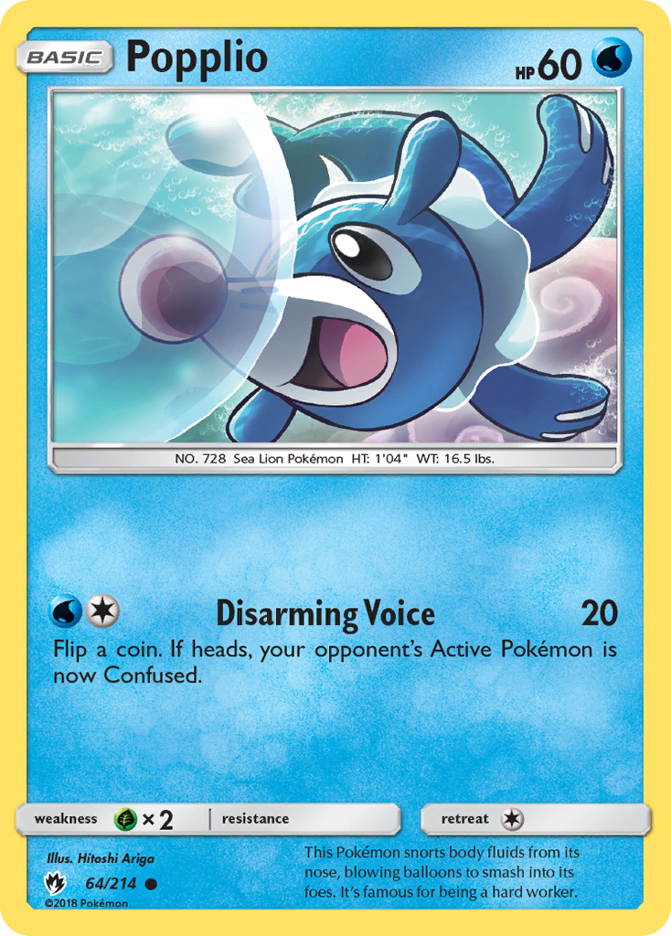 Popplio – Lost Thunder 64/214 Pokémon card
