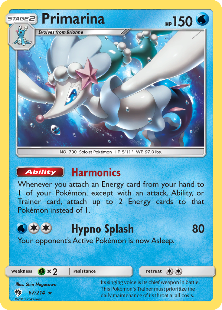 Primarina – Lost Thunder 67/214 Pokémon card