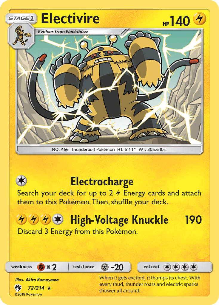 Electivire – Lost Thunder 72/214 Pokémon card