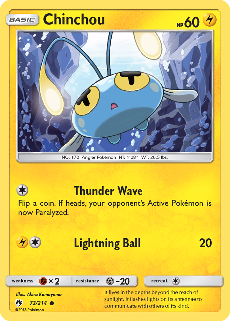Chinchou – Lost Thunder 73/214 Pokémon card