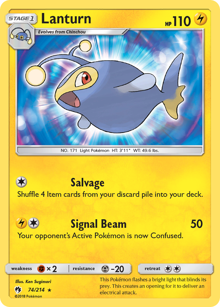 Lanturn – Lost Thunder 74/214 Pokémon card