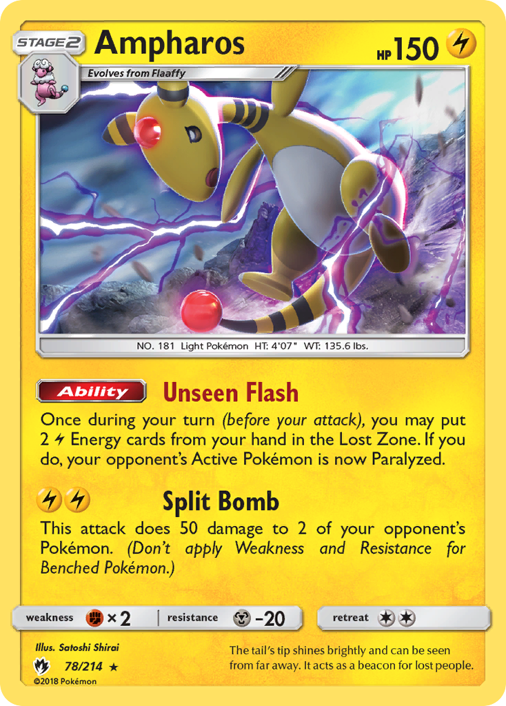 Ampharos – Lost Thunder 78/214 Pokémon card