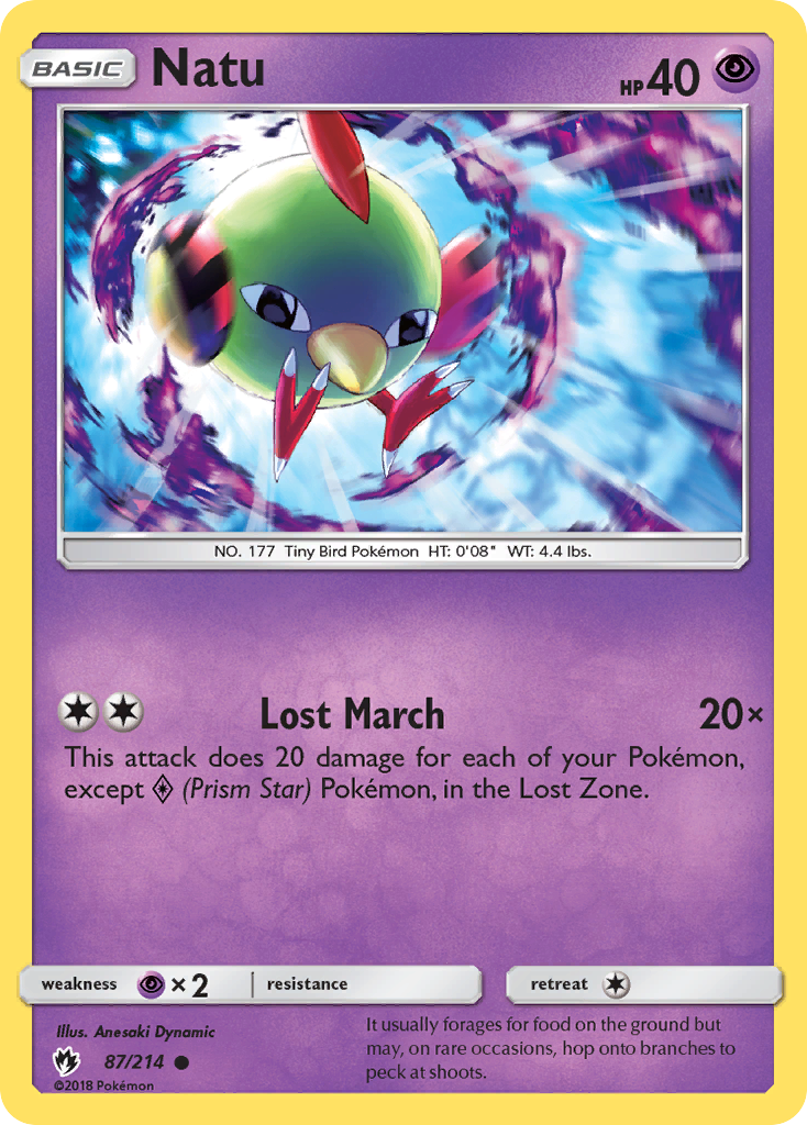 Natu – Lost Thunder 87/214 Pokémon card