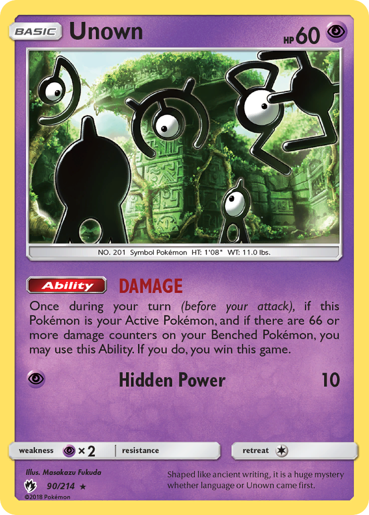 Unown – Lost Thunder 90/214 Pokémon card