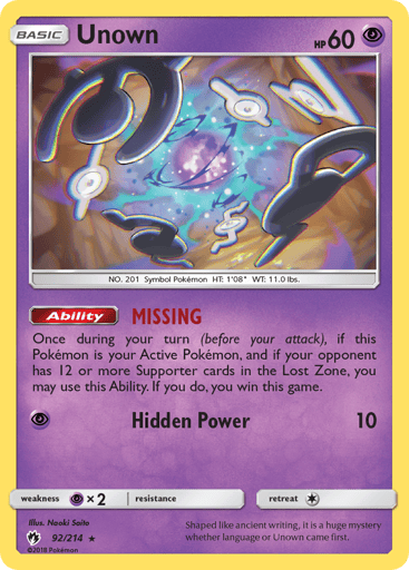 Unown - Lost Thunder 92