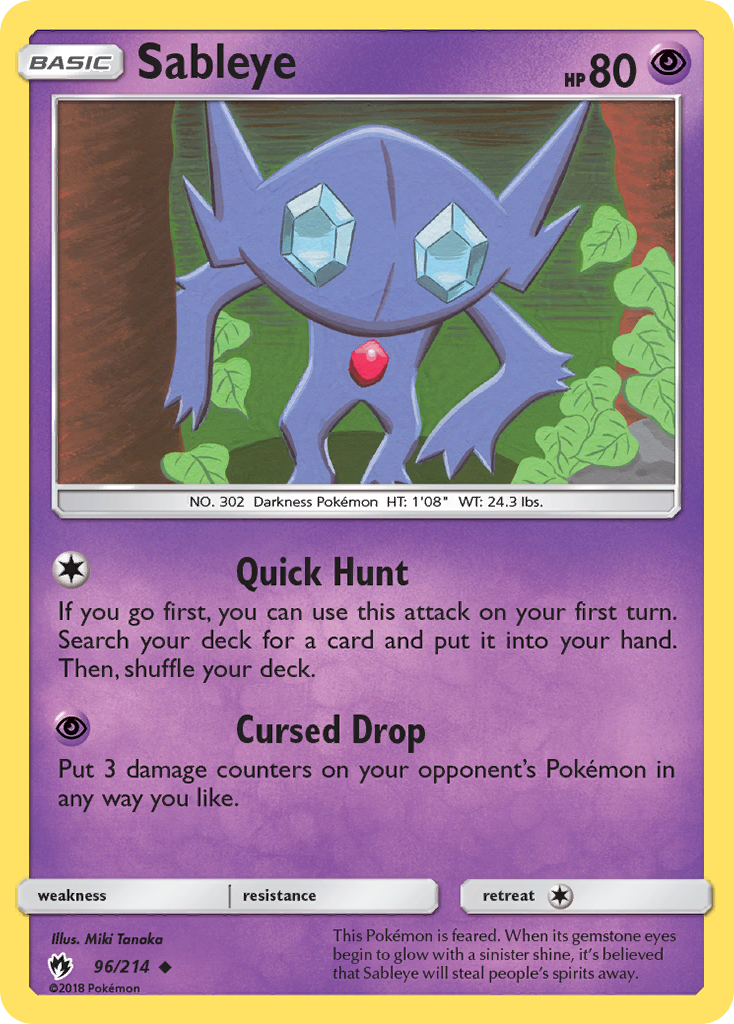 Sableye – Lost Thunder 96/214 Pokémon card