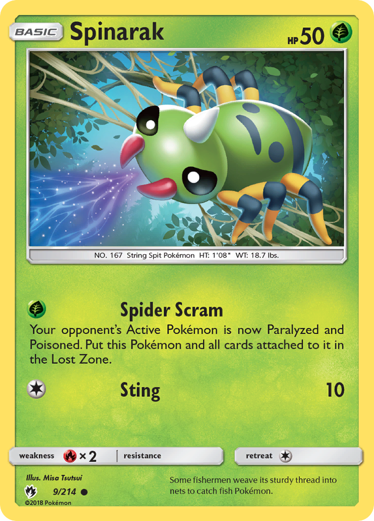 Spinarak – Lost Thunder 9/214 Pokémon card