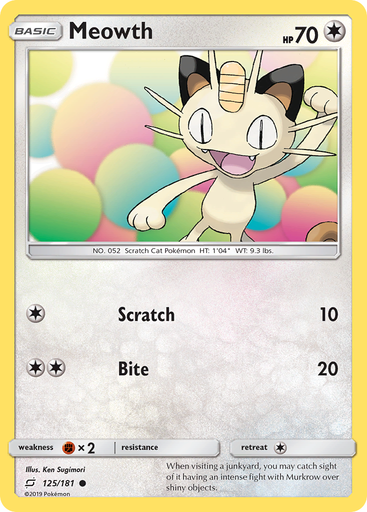 Meowth – Team Up 125/181 Pokémon card