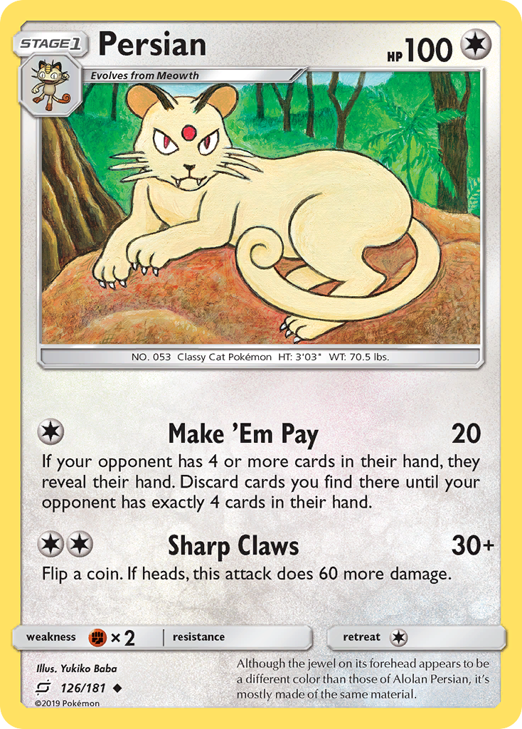 Persian – Team Up 126/181 Pokémon card