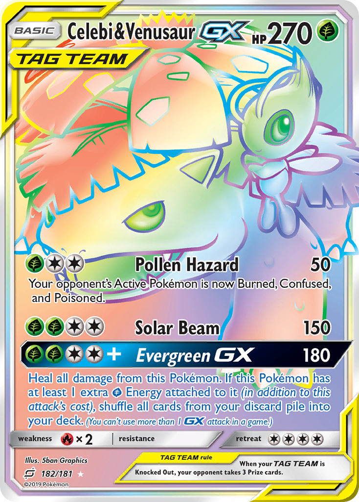 Celebi & Venusaur-GX – Team Up 182/181 Pokémon card