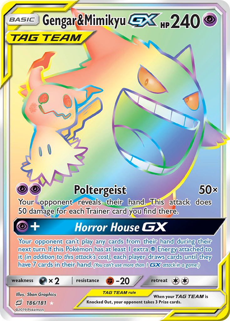 Gengar & Mimikyu-GX – Team Up 186/181 Pokémon card