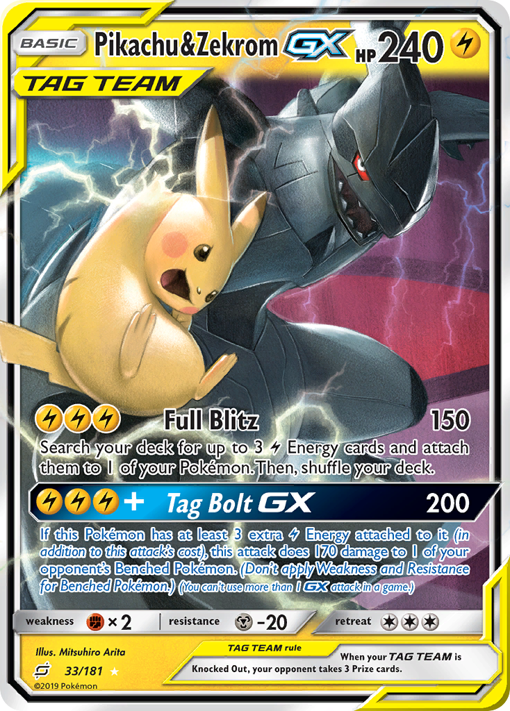 Pikachu & Zekrom-GX – Team Up 33/181 Pokémon card