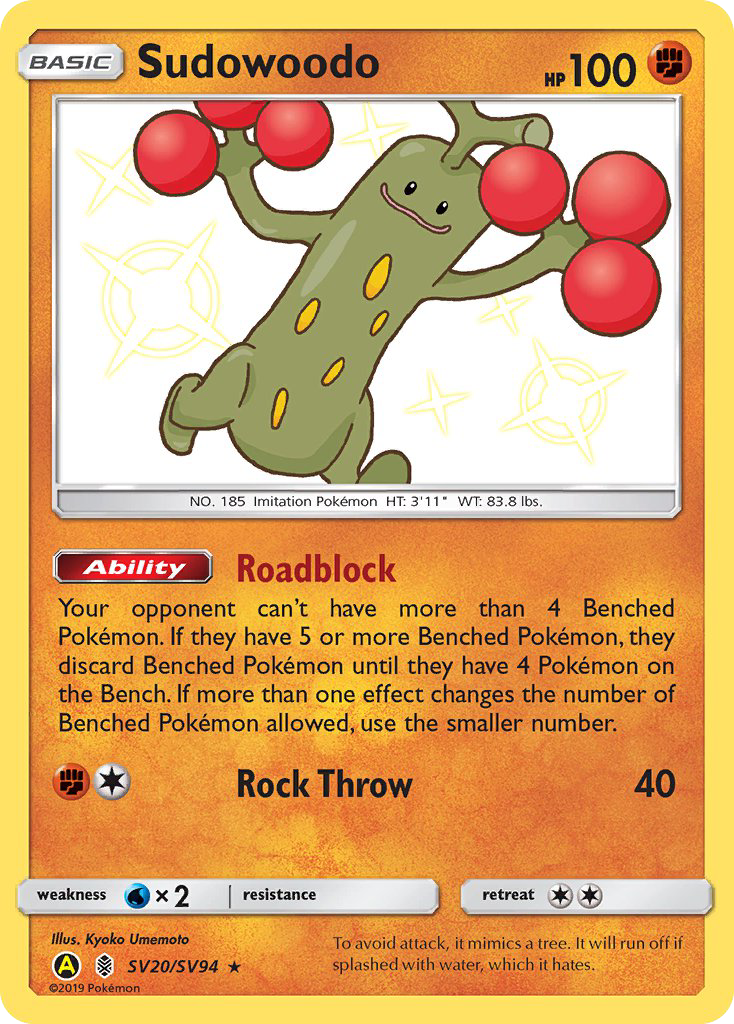 Sudowoodo – Hidden Fates Shiny Vault SV20/SV94 Pokémon card