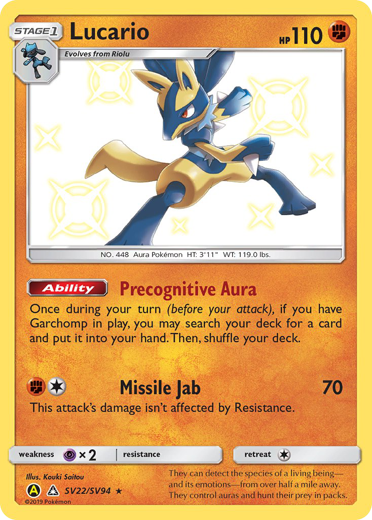 Lucario – Hidden Fates Shiny Vault SV22/SV94 Pokémon card