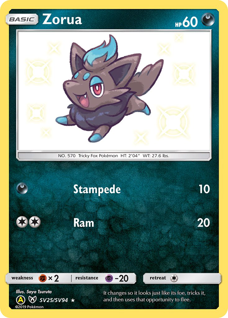 Zorua – Hidden Fates Shiny Vault SV25/SV94 Pokémon card