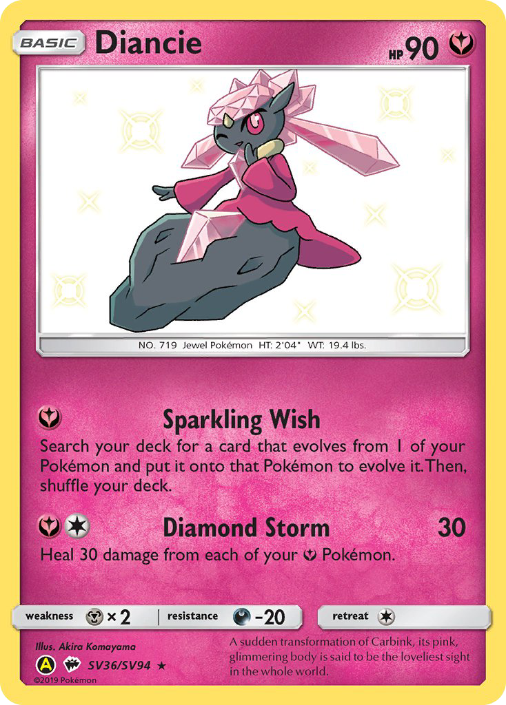 Diancie – Hidden Fates Shiny Vault SV36/SV94 Pokémon card
