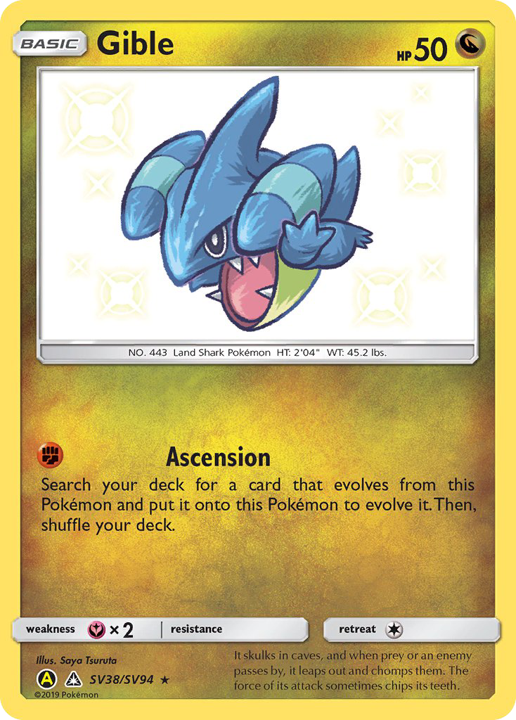 Gible – Hidden Fates Shiny Vault SV38/SV94 Pokémon card
