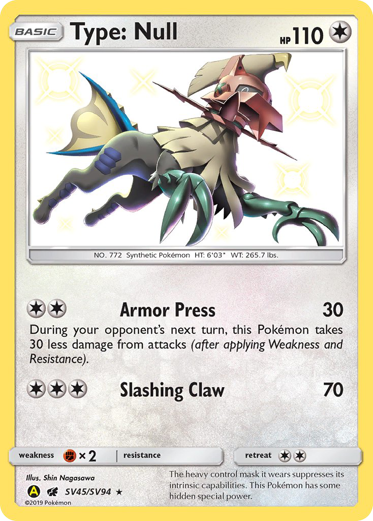 Type: Null – Hidden Fates Shiny Vault SV45/SV94 Pokémon card