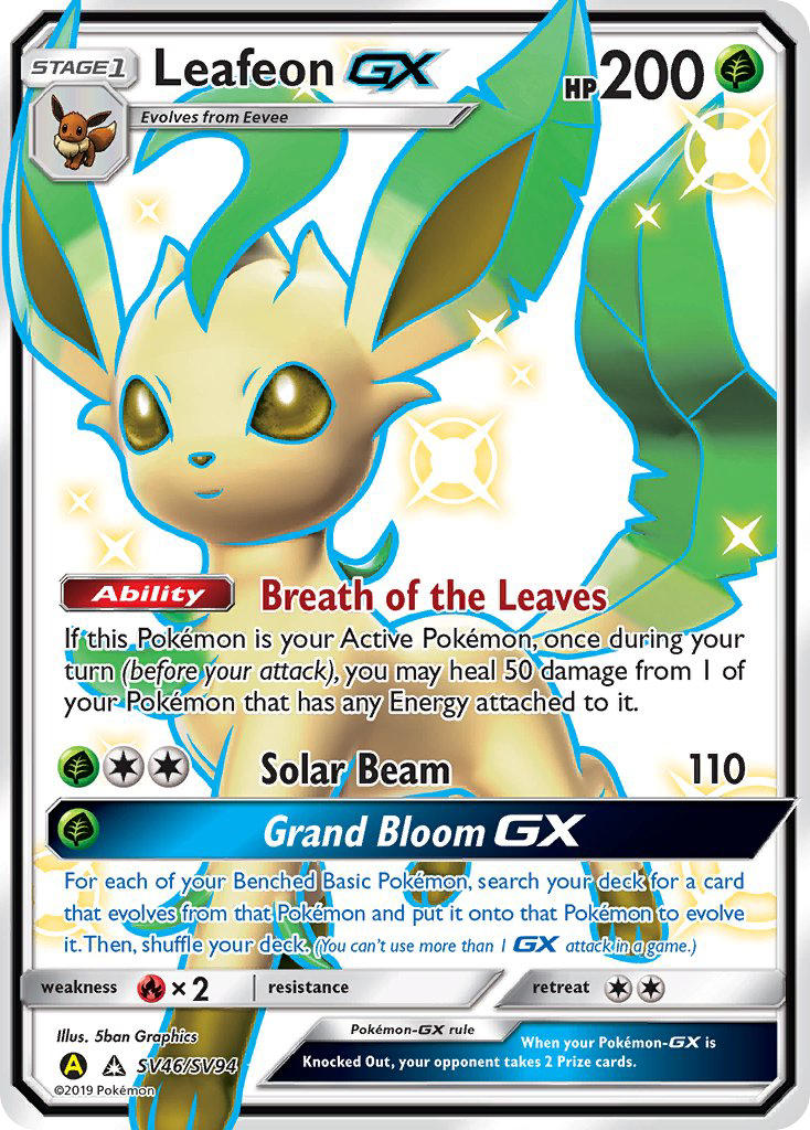 Leafeon-GX – Hidden Fates Shiny Vault SV46/SV94 Pokémon card