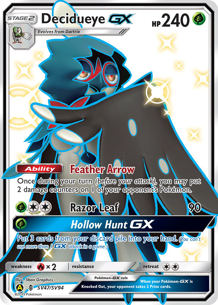 Decidueye-GX – Hidden Fates Shiny Vault SV47/SV94 Pokémon card