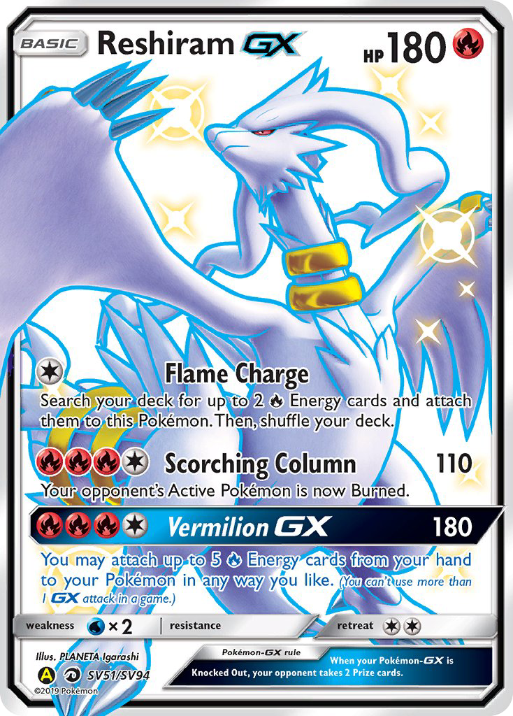 Reshiram-GX – Hidden Fates Shiny Vault SV51/SV94 Pokémon card