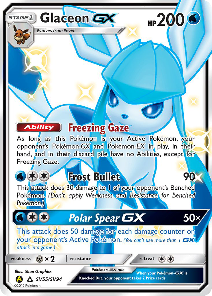 Glaceon-GX – Hidden Fates Shiny Vault SV55/SV94 Pokémon card