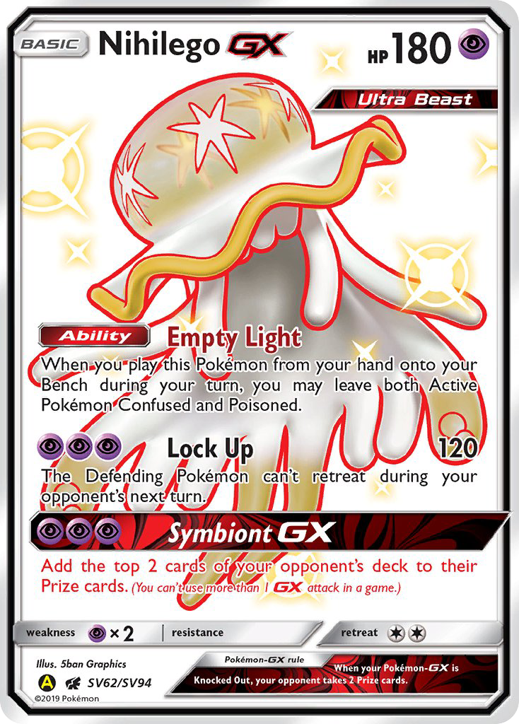 Nihilego-GX – Hidden Fates Shiny Vault SV62/SV94 Pokémon card