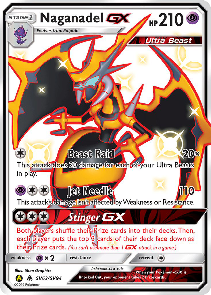 Naganadel-GX – Hidden Fates Shiny Vault SV63/SV94 Pokémon card