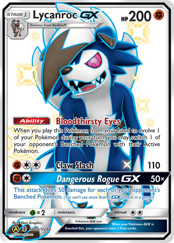 Lycanroc-GX – Hidden Fates Shiny Vault SV66/SV94 Pokémon card