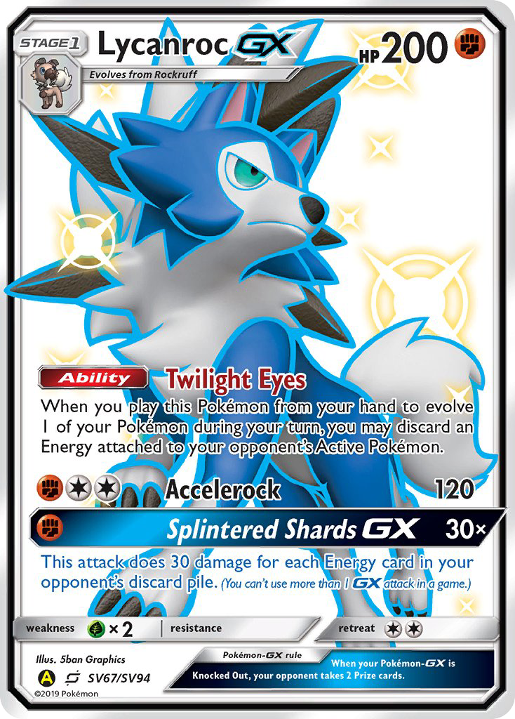Lycanroc-GX – Hidden Fates Shiny Vault SV67/SV94 Pokémon card