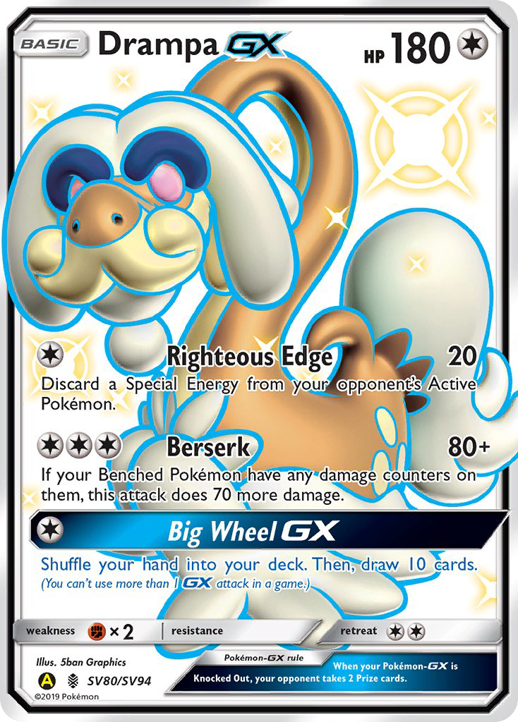 Drampa-GX – Hidden Fates Shiny Vault SV80/SV94 Pokémon card