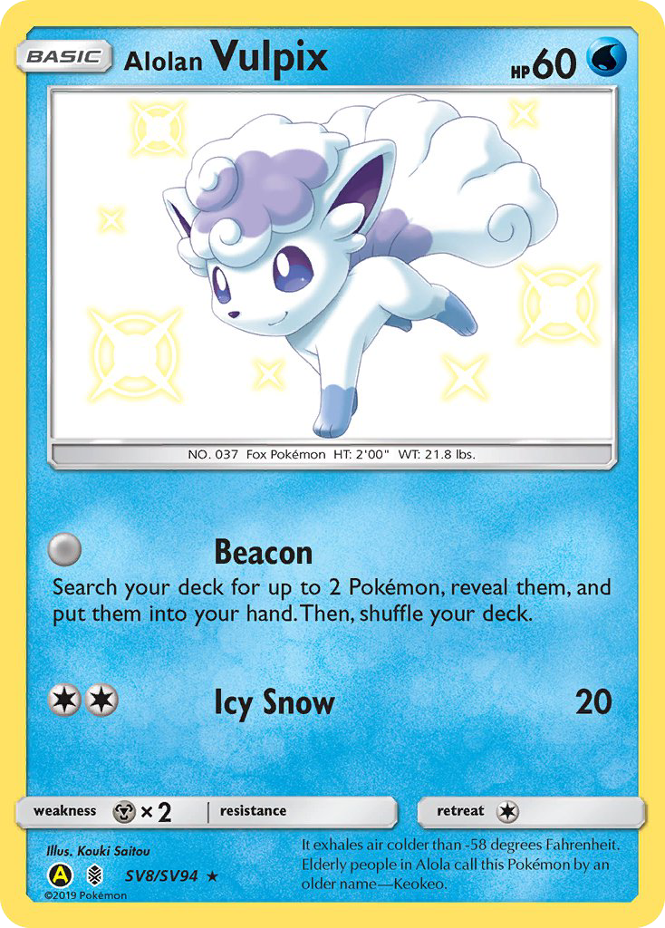 Alolan Vulpix – Hidden Fates Shiny Vault SV8/SV94 Pokémon card