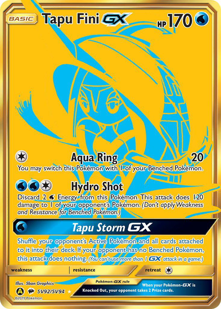 Tapu Fini-GX – Hidden Fates Shiny Vault SV92/SV94 Pokémon card