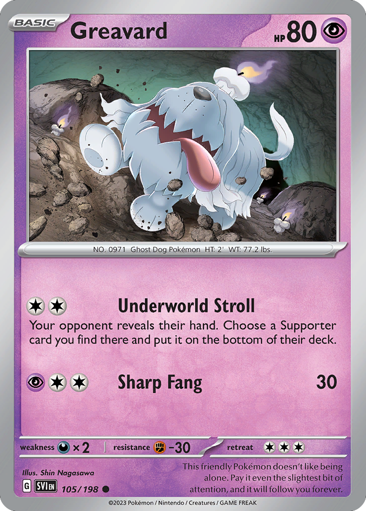 Greavard – Scarlet & Violet 105/198 Pokémon card