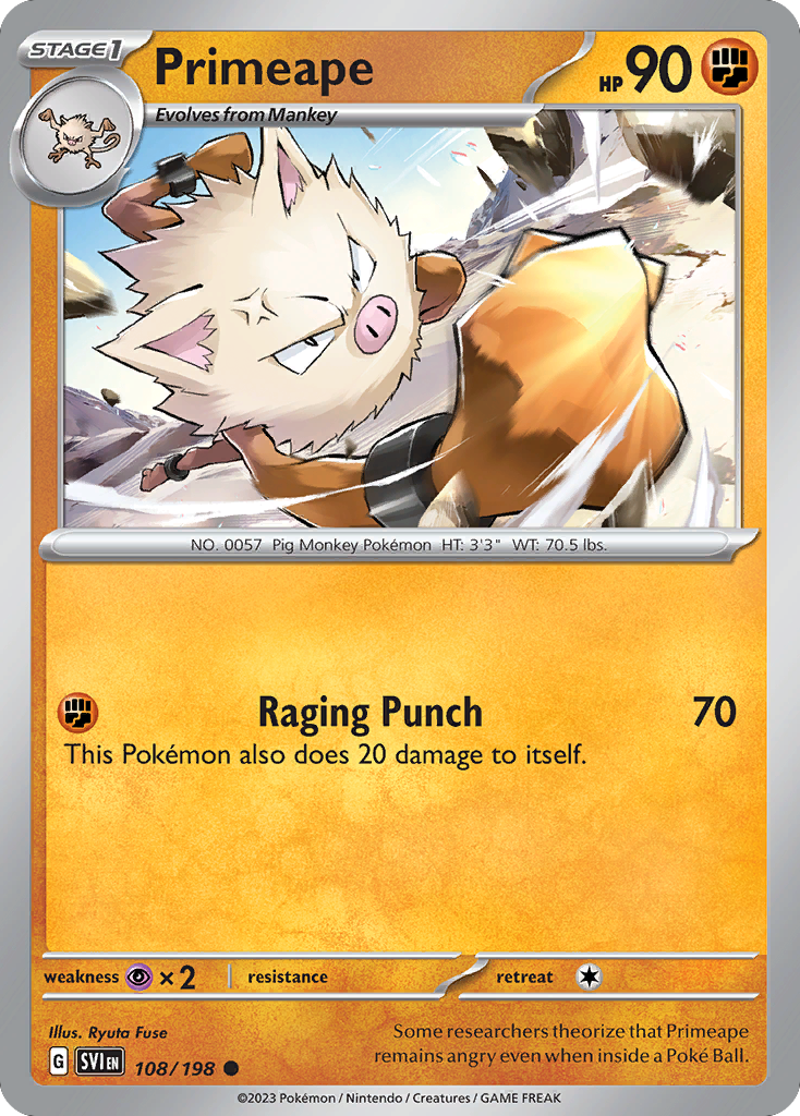 Primeape – Scarlet & Violet 108/198 Pokémon card