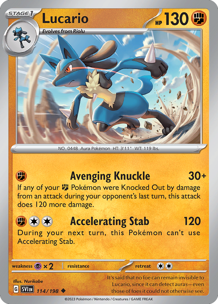 Lucario – Scarlet & Violet 114/198 Pokémon card