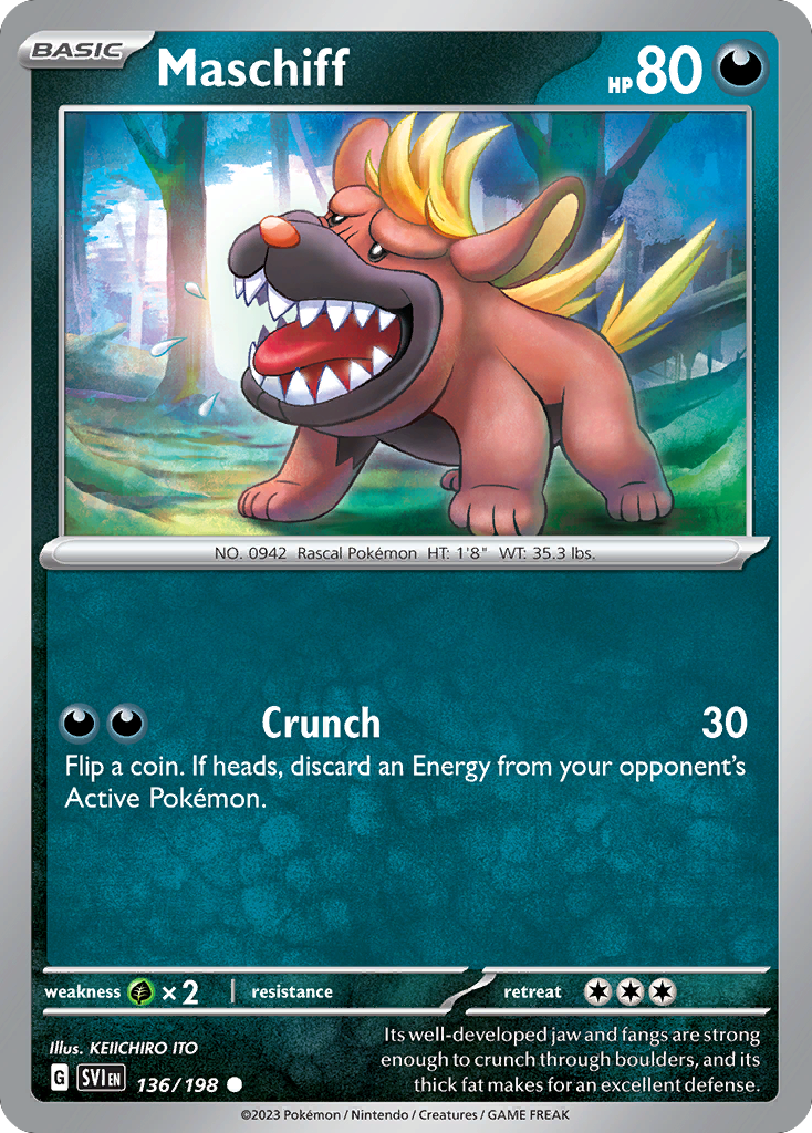 Maschiff – Scarlet & Violet 136/198 Pokémon card