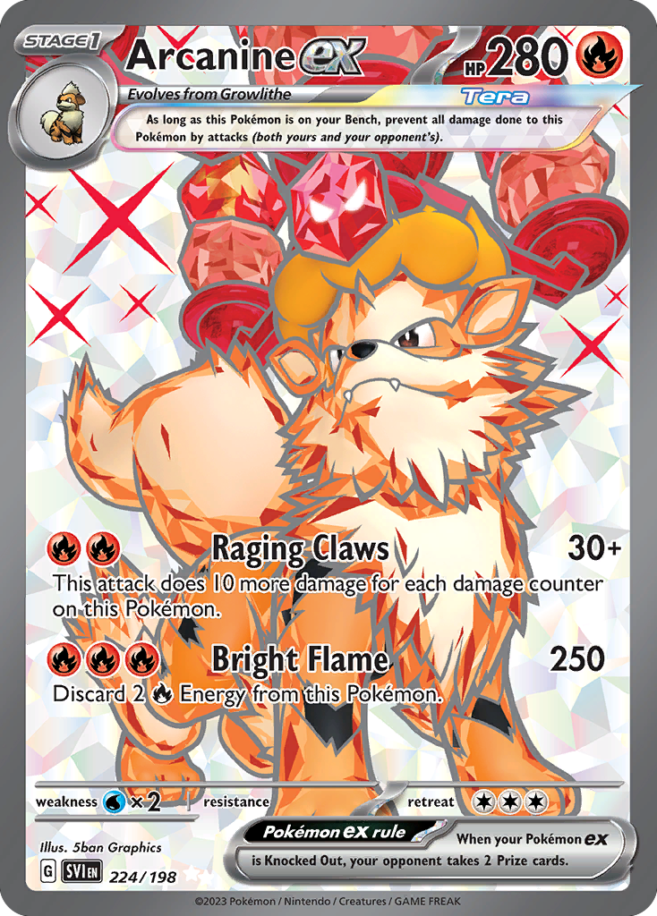 Arcanine ex – Scarlet & Violet 224/198 Pokémon card