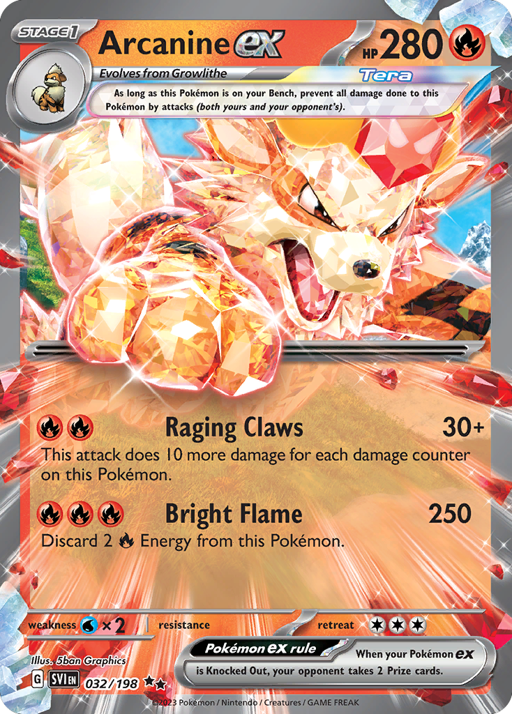 Arcanine ex – Scarlet & Violet 032/198 Pokémon card