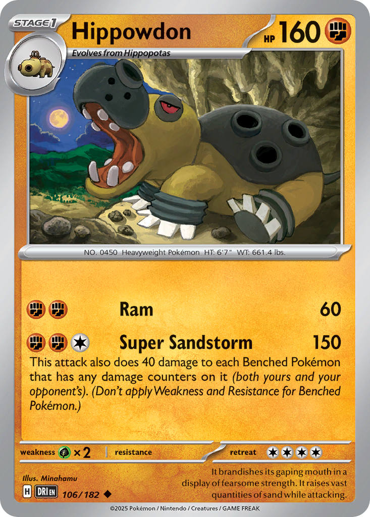 Hippowdon – Destined Rivals 106/182 Pokémon card