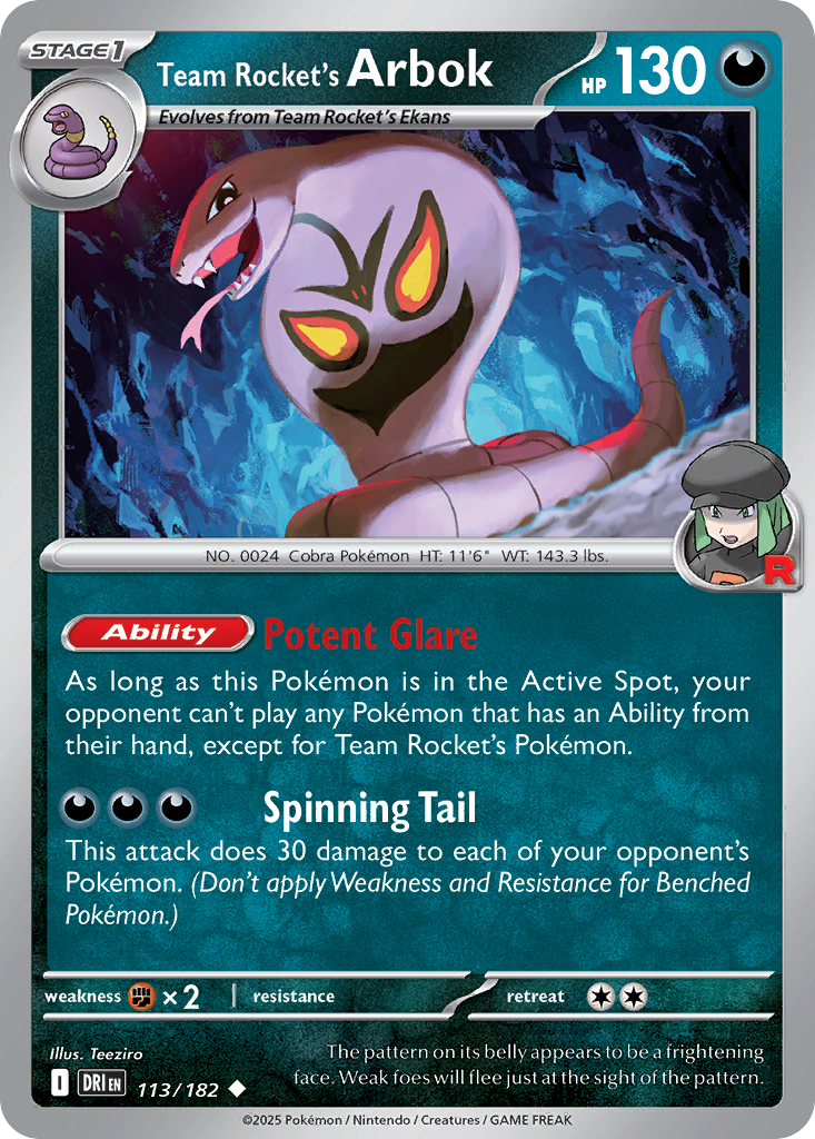Team Rocket's Arbok – Destined Rivals 113/182 Pokémon card