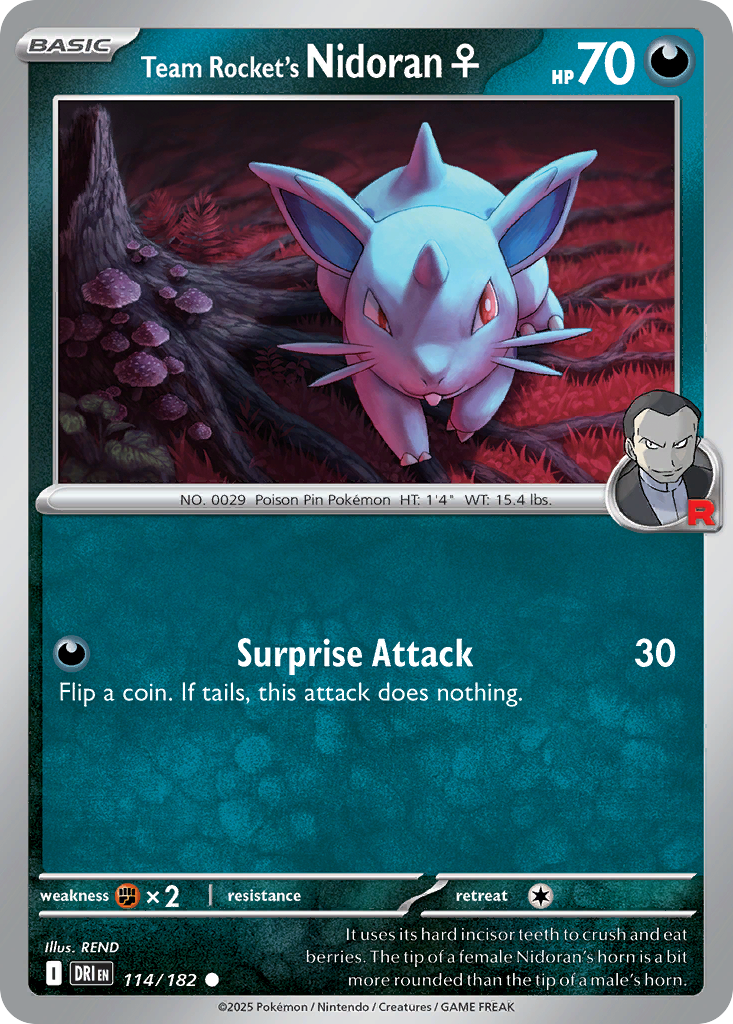 Team Rocket's Nidoran♀ – Destined Rivals 114/182 Pokémon card