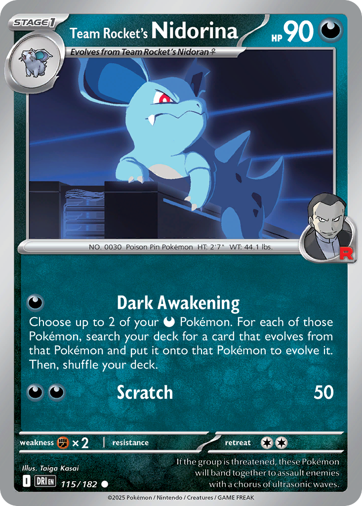 Team Rocket's Nidorina – Destined Rivals 115/182 Pokémon card