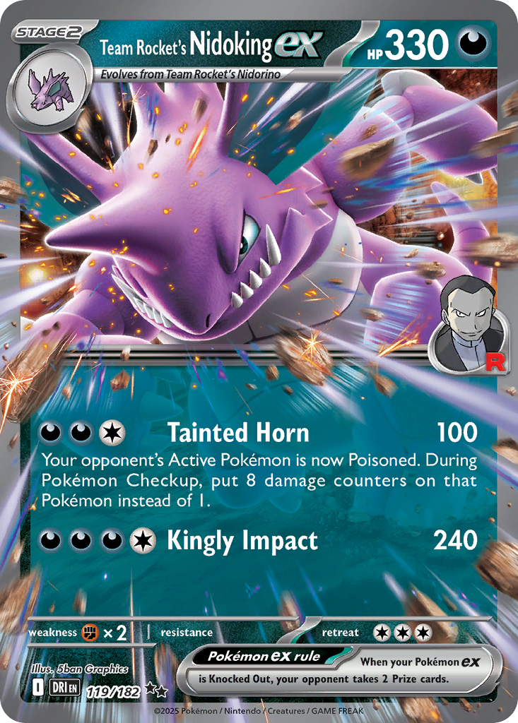 Team Rocket's Nidoking ex – Destined Rivals 119/182 Pokémon card