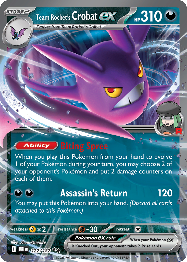 Team Rocket's Crobat ex – Destined Rivals 122/182 Pokémon card